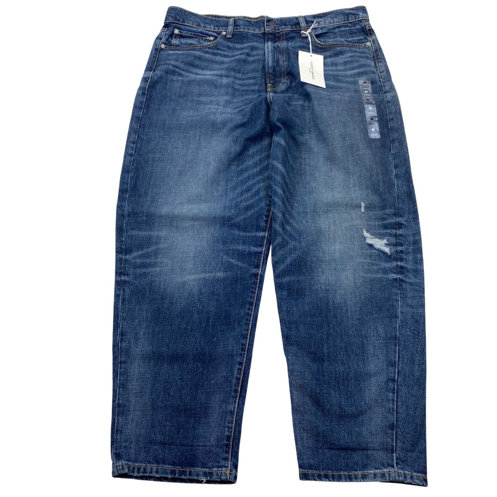Lucky Brand 365 Vintage Loose Jeans Mens 36(37) X 29 Blue Rigid Distressed Denim